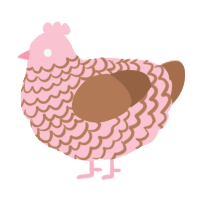A rose and brown chicken with a lace pattern