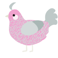 A pink and silver chicken with a double-lace pattern
