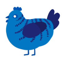 A sapphire and navy chicken with a half-bar pattern