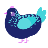 A navy and aqua chicken with a half-lace pattern