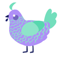 A lilac and mint chicken with a lace pattern