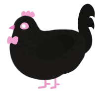 A sable and black chicken with a half-lace pattern