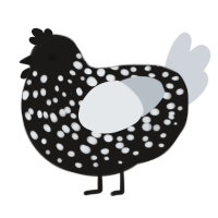 A sable and mist chicken with a speckle pattern