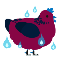 A maroon and tumblr chicken with a neck-speckle pattern