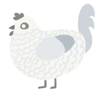 A white and mist chicken with a lace pattern