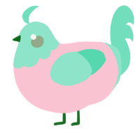 colorful x melody, a rose and mint chicken with a head pattern
