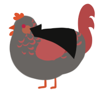 A grey and red chicken with a half-lace pattern