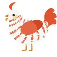 Carrot cake, a white and vermilion chicken with a bar pattern