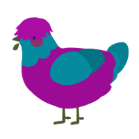 Trevor, a plum and sea chicken with a head pattern