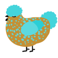 (unnamed), a gold and aqua chicken with a speckle pattern