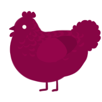 A maroon chicken with a half-lace pattern