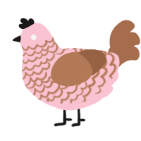 A rose and brown chicken with a lace pattern