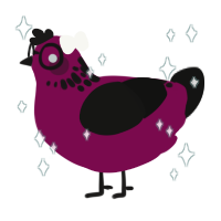 A wine and black chicken with a neck-speckle pattern