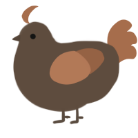 A bark and brown chicken