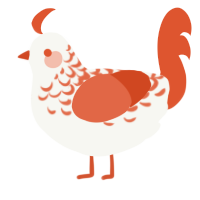 A white and vermilion chicken with a half-lace pattern