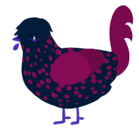 A tumblr and wine chicken with a speckle pattern