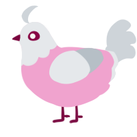 A pink and mist chicken with a head pattern