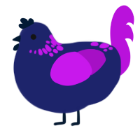 Lactaria, a navy and amethyst chicken with a neck-speckle pattern
