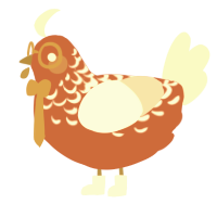 A vermilion and cream chicken with a half-lace pattern