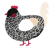 (unnamed), a black and cream chicken with a double-lace pattern