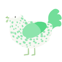 A white and spring chicken with a speckle pattern