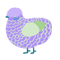 A lilac and gluppy chicken with a lace pattern