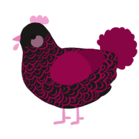 A sable and maroon chicken with a double-lace pattern