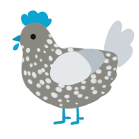 A ash and mist chicken with a speckle pattern