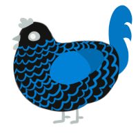 deep deep water, a black and sapphire chicken with a lace pattern