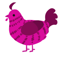 A fuchsia and wine chicken with a bar pattern