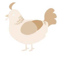 A cream and beige chicken with a neck-band pattern