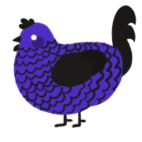 A indigo and sable chicken with a lace pattern