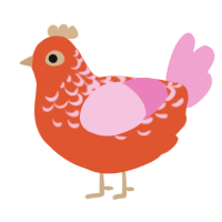 A vermilion and pink chicken with a half-lace pattern