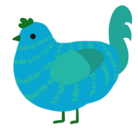 Winter-Mint, a cerulean and turquoise chicken with a bar pattern