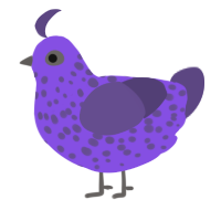 A blurple and overcast chicken with a speckle pattern