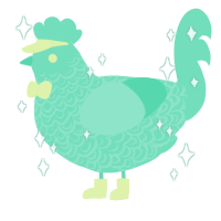 A mint chicken with a double-lace pattern