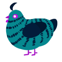 A teal and tumblr chicken with a bar pattern