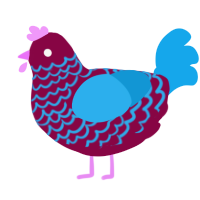 A maroon and sky chicken with a lace pattern