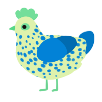 sneeze, a apple and sapphire chicken with a speckle pattern