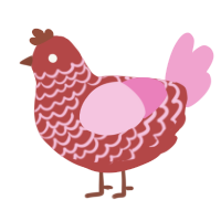 A red and pink chicken with a lace pattern