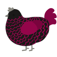 A sable and maroon chicken with a lace pattern
