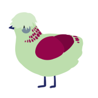 A gluppy and maroon chicken with a neck-band pattern