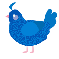 A ultramarine and sapphire chicken with a double-lace pattern