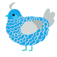 A sky and silver chicken with a lace pattern