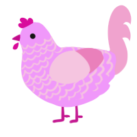 fluttershy balls, a lavender and pink chicken with a lace pattern
