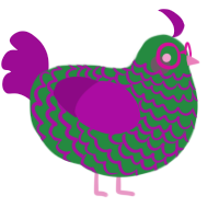 A viridian and plum chicken with a lace pattern