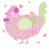 A lavender and gluppy chicken with a lace pattern