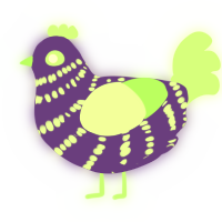 A overcast and gluppy chicken with a bar pattern