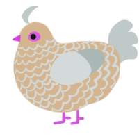 Dove, a beige and silver chicken with a lace pattern