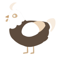A bark and cream chicken with a head pattern